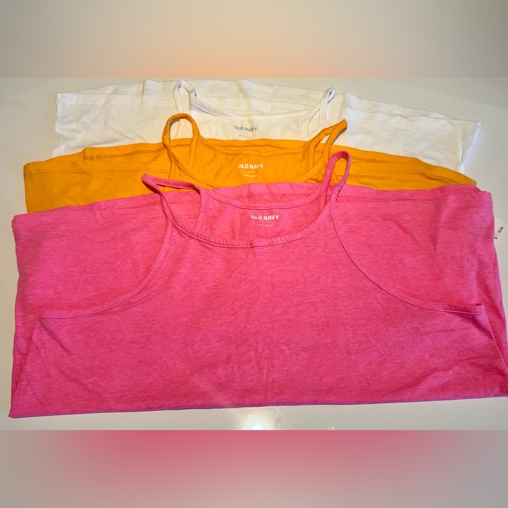 Old Navy Trio of Pink, Orange, and White Tank Tops